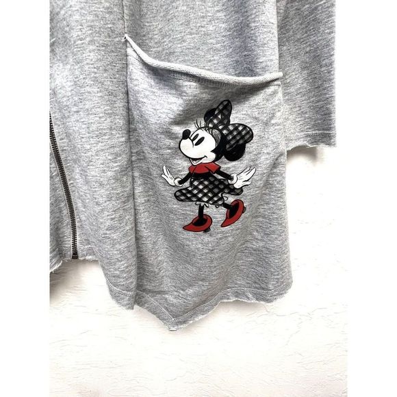 Disney Parks Minnie Mouse Hoodie Jacket L Zipper Pockets Womens Grey - Picture 4 of 7